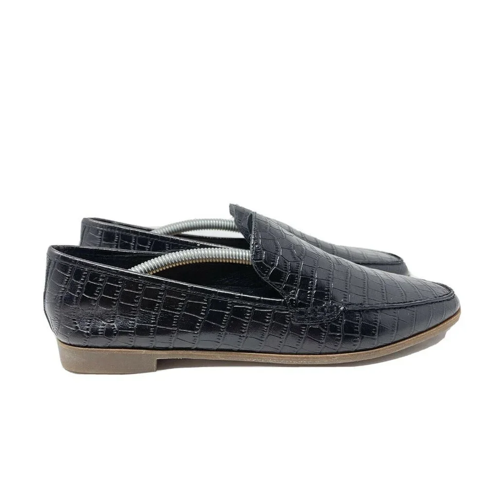 Lucky Brand 7.5 Bejaz Loafer Black Croc Leather
